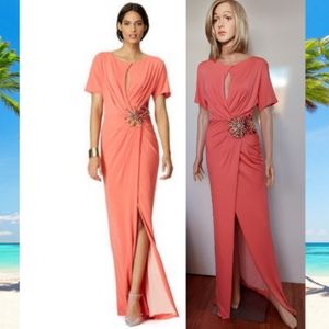 $2,075 BLUEMARINE BEADED CORAL PINK SILK CREPE DE CHINE US S